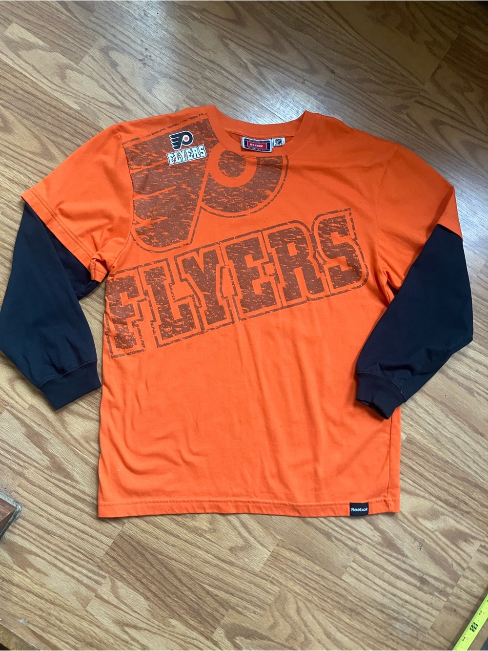 Reebok Orange and Black Flyers Long Sleeve Tee